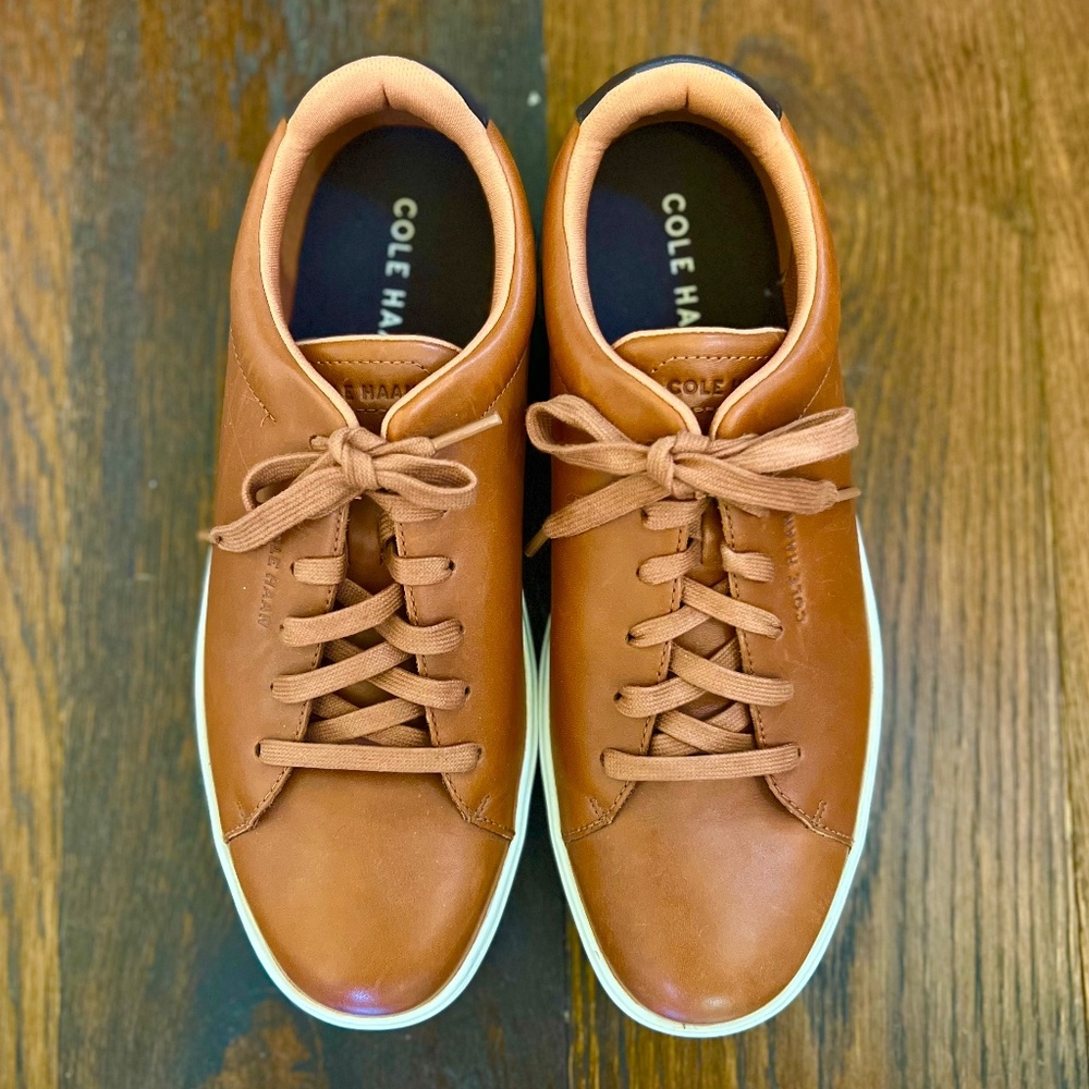 Cole Haan Grand 360 Mens Cognac Leather Lace Up Business Casual White Sole 11.5